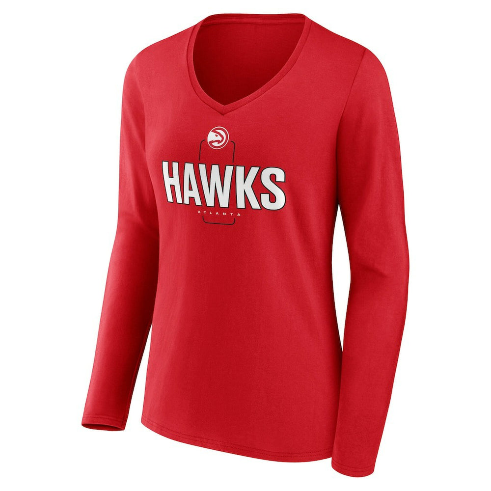 Atlanta Hawks Women's Center Court Name & Number Custom Long Sleeve V-Neck T-Shirt