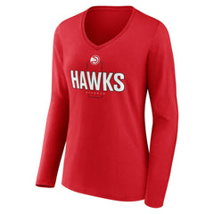 Atlanta Hawks Women's Center Court Name & Number Custom Long Sleeve V-Neck T-Shirt