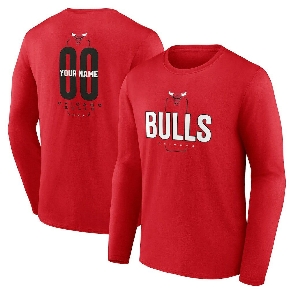 Chicago Bulls Center Court Name & Number Custom Long Sleeve T-Shirt sale