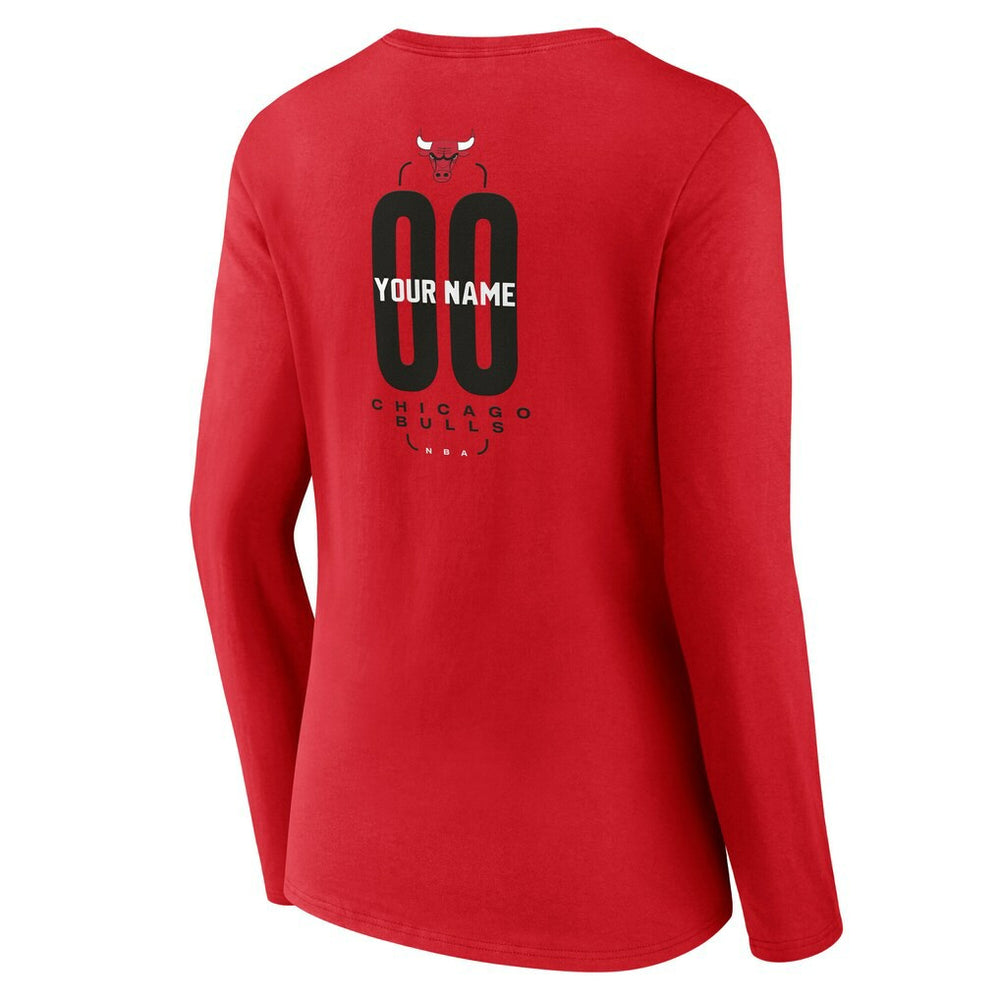 Chicago Bulls Women's Center Court Name & Number Custom Long Sleeve V-Neck T-Shirt sale