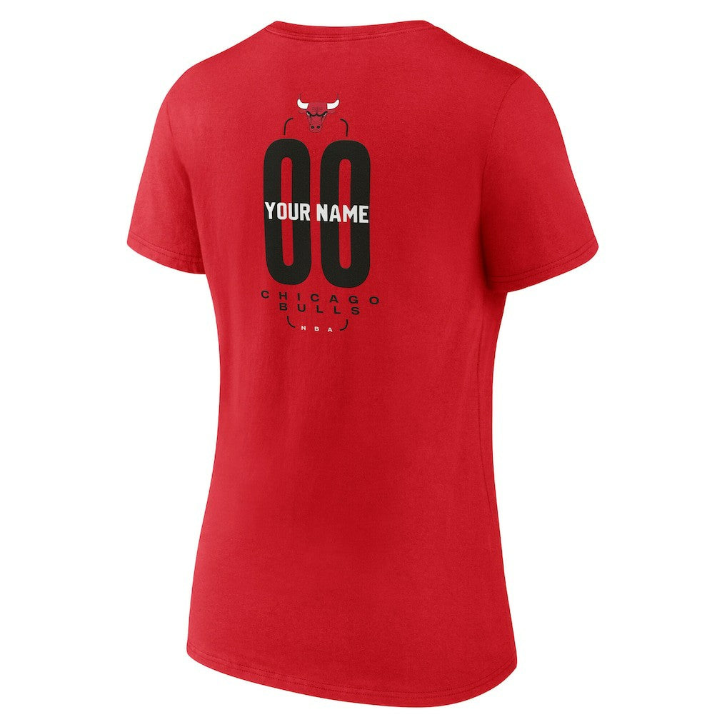Chicago Bulls Women's Center Court Name & Number Custom V-Neck T-Shirt sale