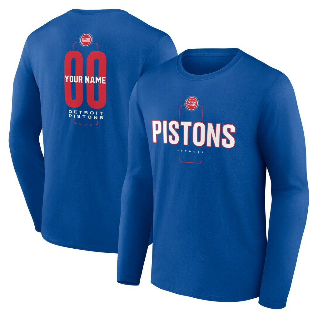 Detroit Pistons Center Court Name & Number Custom Long Sleeve T-Shirt sale
