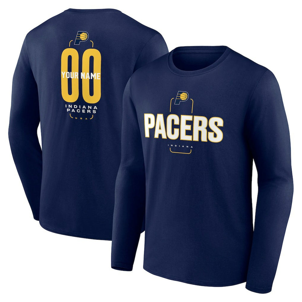 Indiana Pacers Center Court Name & Number Custom Long Sleeve T-Shirt