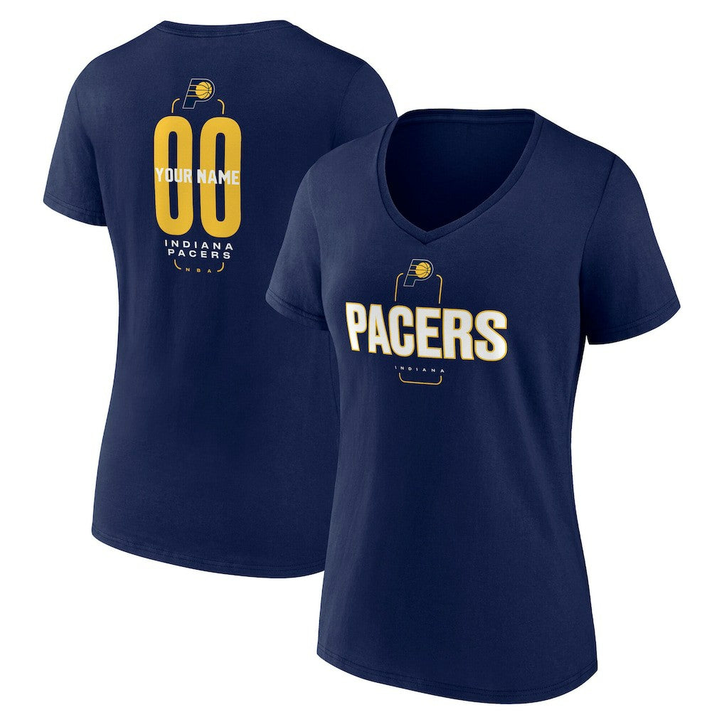 Indiana Pacers Women's Center Court Name & Number Custom V-Neck T-Shirt