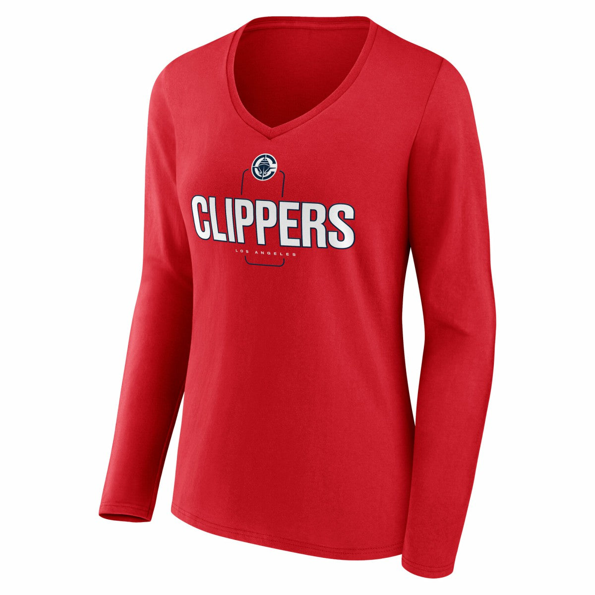LA Clippers Women's Center Court Name & Number Custom Long Sleeve V-Neck T-Shirt