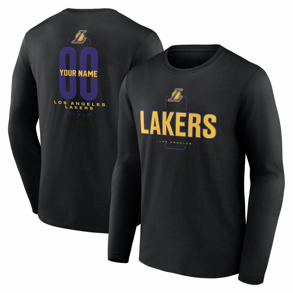 Los Angeles Lakers Center Court Name & Number Custom Long Sleeve T-Shirt
