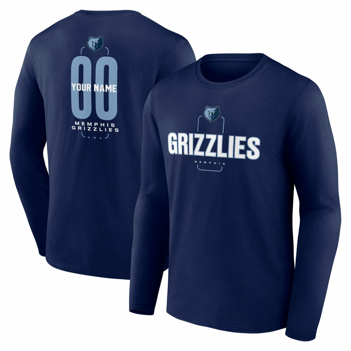 Memphis Grizzlies Center Court Name & Number Custom Long Sleeve T-Shirt