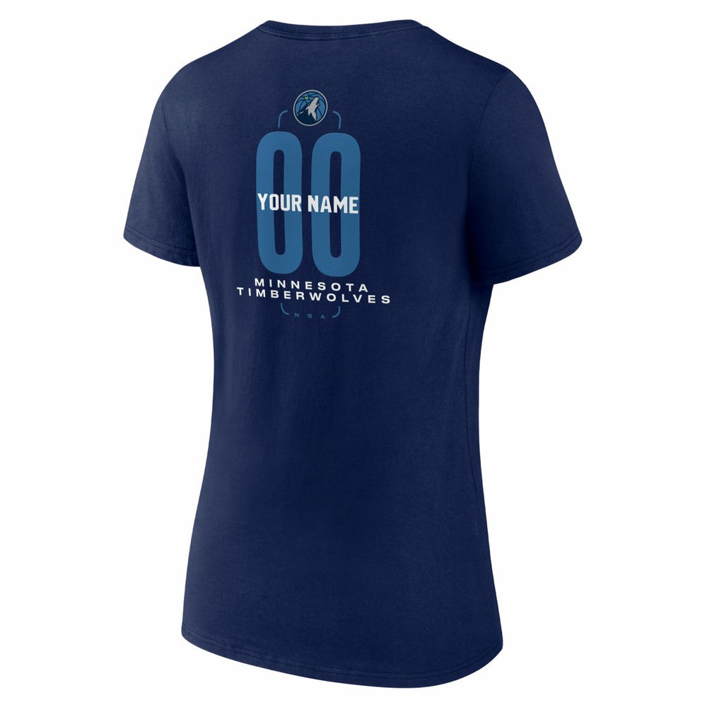 Minnesota Timberwolves Women's Center Court Name & Number Custom V-Neck T-Shirt