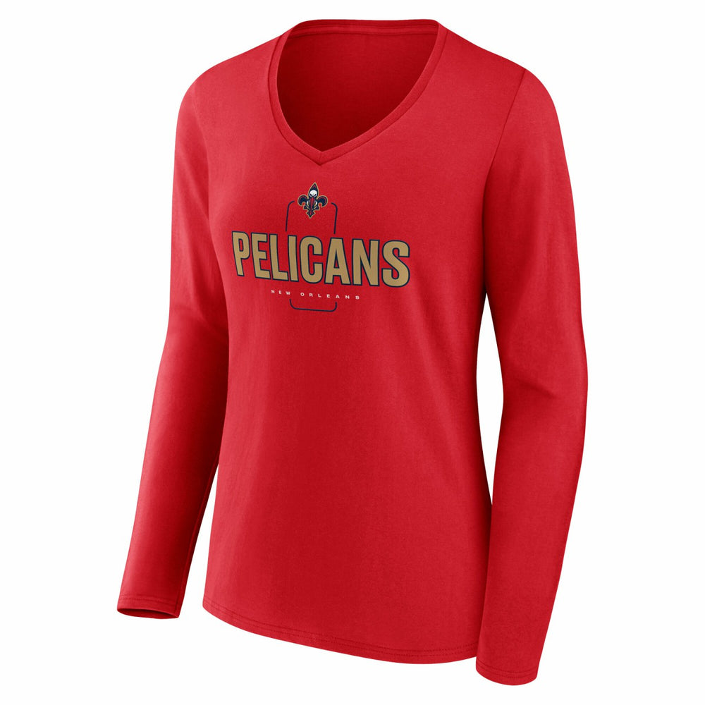 New Orleans Pelicans Women's Center Court Name & Number Custom Long Sleeve V-Neck T-Shirt