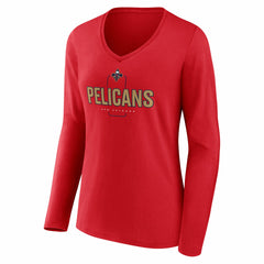 New Orleans Pelicans Women's Center Court Name & Number Custom Long Sleeve V-Neck T-Shirt