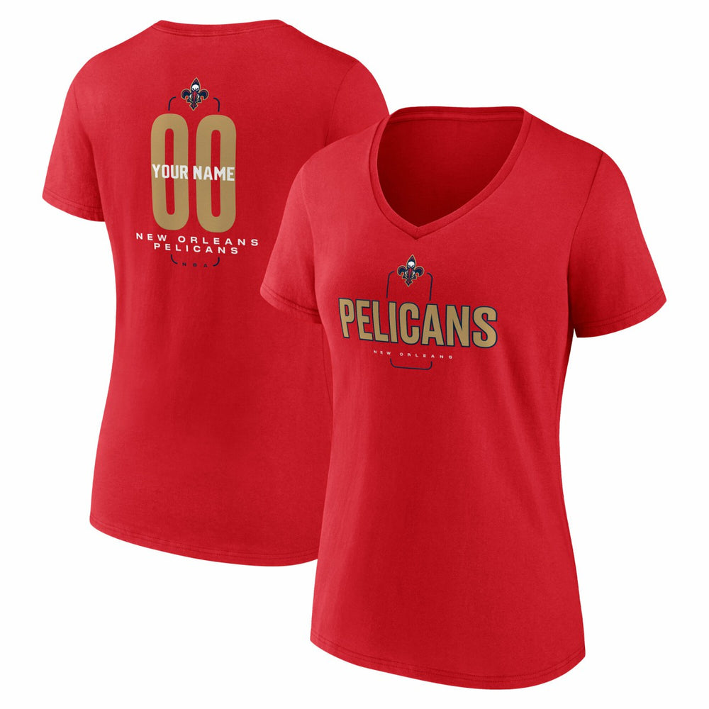 New Orleans Pelicans Women's Center Court Name & Number Custom V-Neck T-Shirt