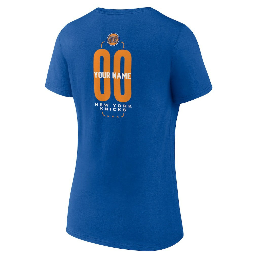 New York Knicks Women's Center Court Name & Number Custom V-Neck T-Shirt