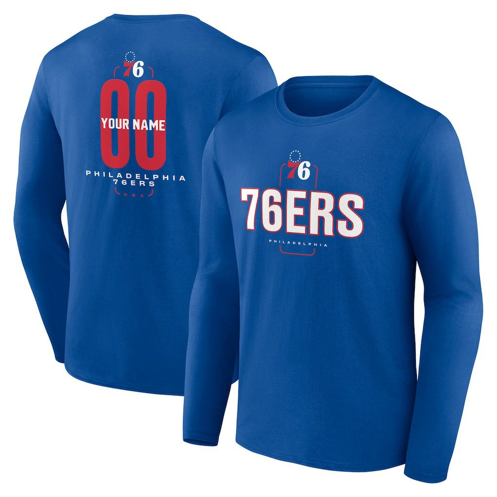 Philadelphia 76ers Center Court Name & Number Custom Long Sleeve T-Shirt