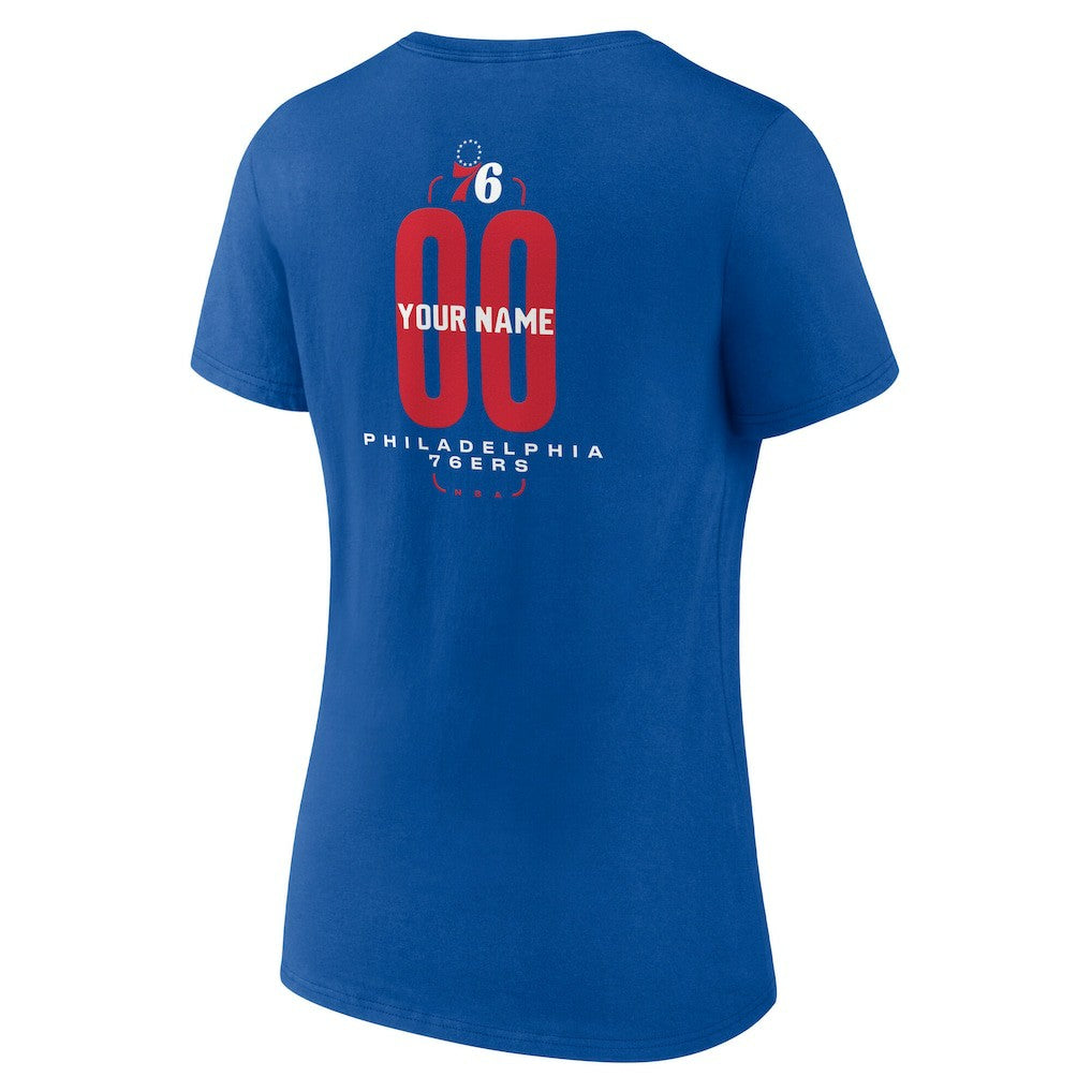 Philadelphia 76ers Women's Center Court Name & Number Custom V-Neck T-Shirt