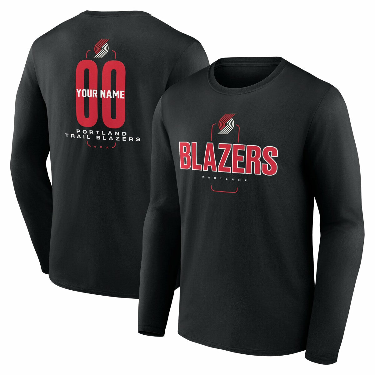 Portland Trail Blazers Center Court Name & Number Custom Long Sleeve T-Shirt