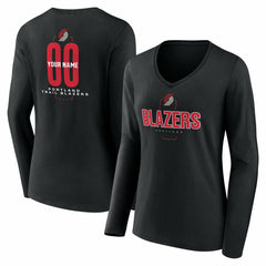 Portland Trail Blazers Women's Center Court Name & Number Custom Long Sleeve V-Neck T-Shirt