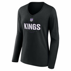 Sacramento Kings Women's Center Court Name & Number Custom Long Sleeve V-Neck T-Shirt