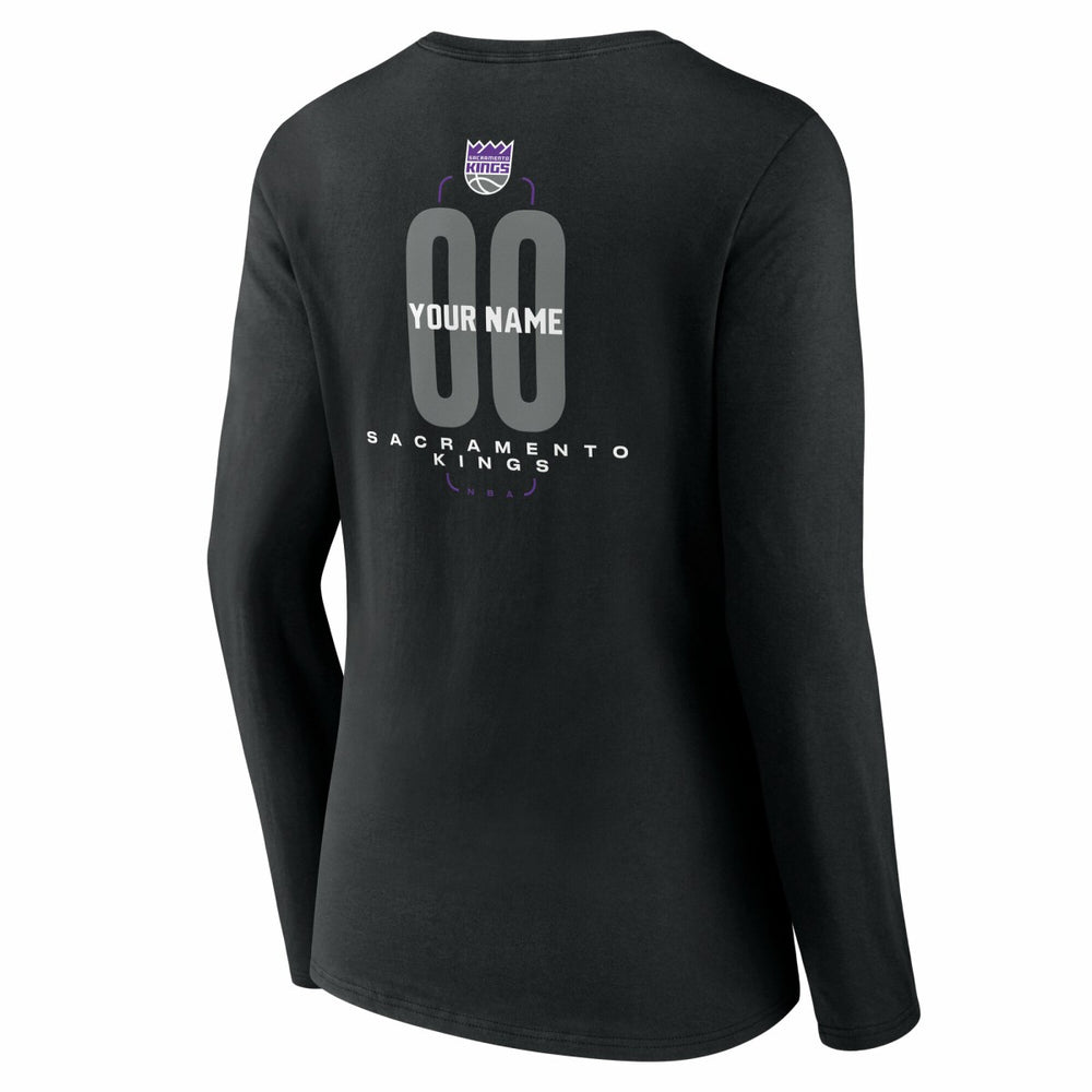 Sacramento Kings Women's Center Court Name & Number Custom Long Sleeve V-Neck T-Shirt