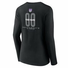 Sacramento Kings Women's Center Court Name & Number Custom Long Sleeve V-Neck T-Shirt