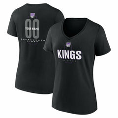 Sacramento Kings Women's Center Court Name & Number Custom V-Neck T-Shirt
