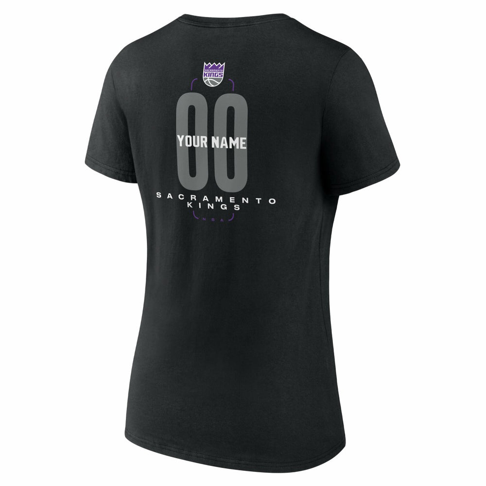 Sacramento Kings Women's Center Court Name & Number Custom V-Neck T-Shirt