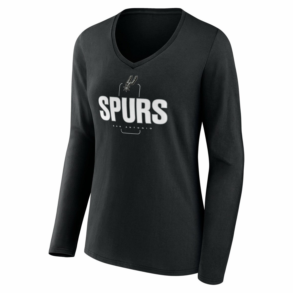 San Antonio Spurs Women's Center Court Name & Number Custom Long Sleeve V-Neck T-Shirt