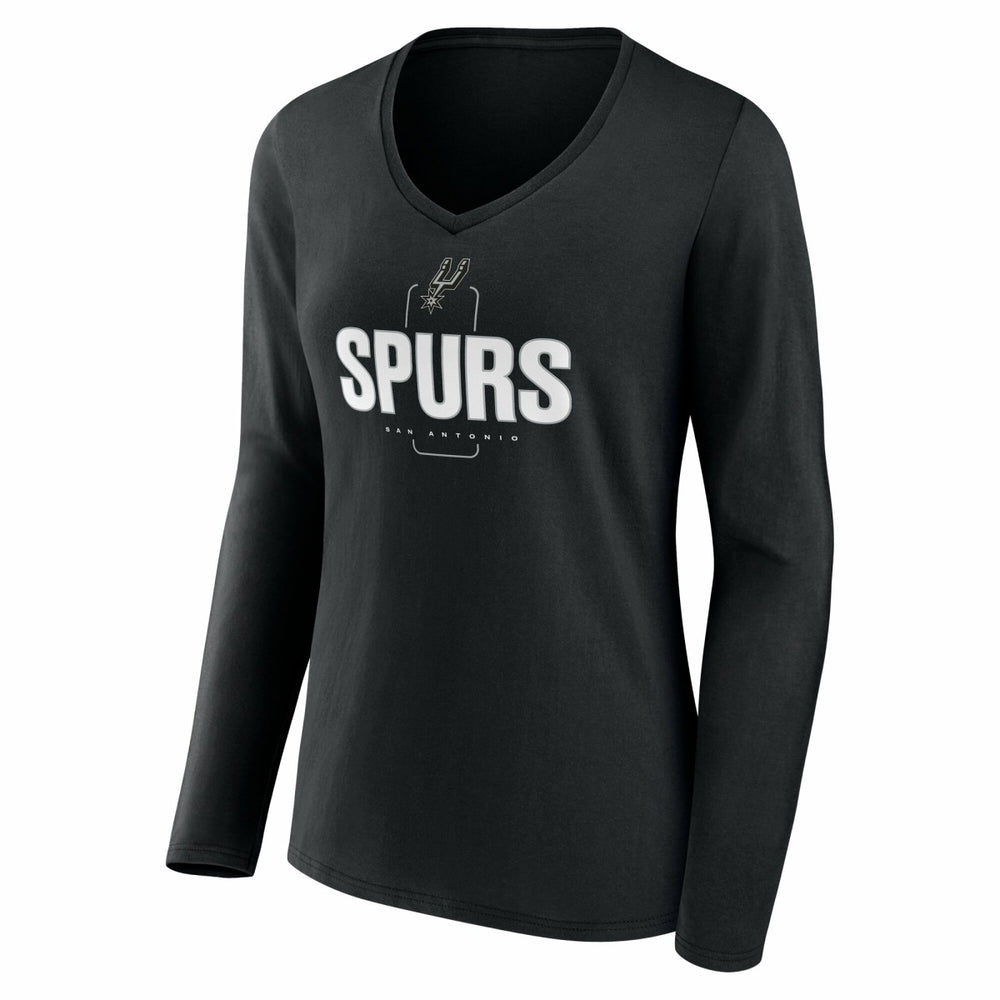San Antonio Spurs Women's Center Court Name & Number Custom Long Sleeve V-Neck T-Shirt
