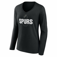 San Antonio Spurs Women's Center Court Name & Number Custom Long Sleeve V-Neck T-Shirt