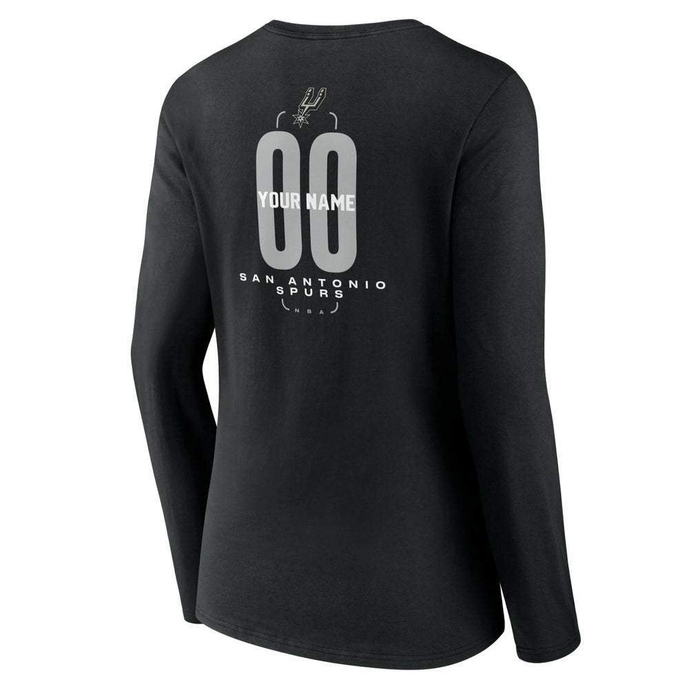 San Antonio Spurs Women's Center Court Name & Number Custom Long Sleeve V-Neck T-Shirt
