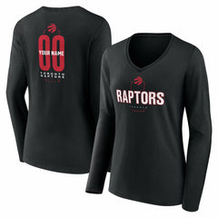 Toronto Raptors Women's Center Court Name & Number Custom Long Sleeve V-Neck T-Shirt