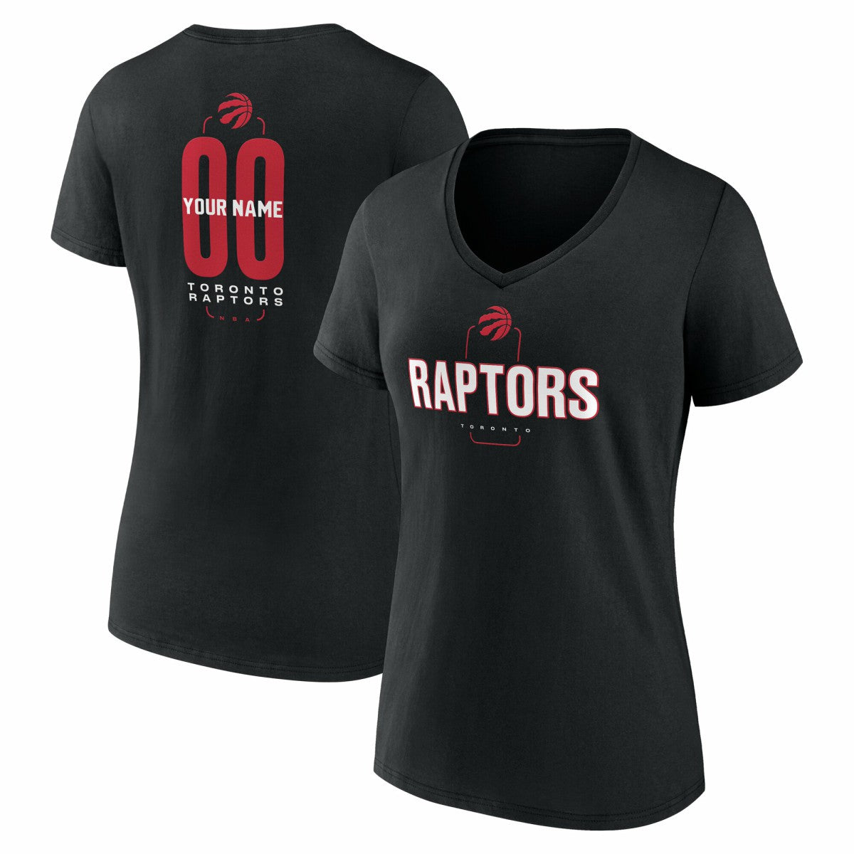 Toronto Raptors Women's Center Court Name & Number Custom V-Neck T-Shirt