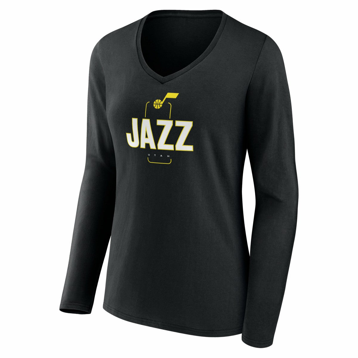 Utah Jazz Women's Center Court Name & Number Custom Long Sleeve V-Neck T-Shirt