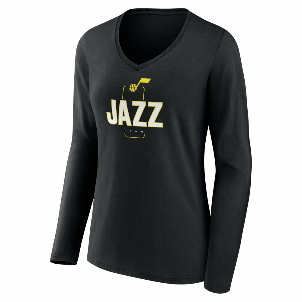 Utah Jazz Women's Center Court Name & Number Custom Long Sleeve V-Neck T-Shirt