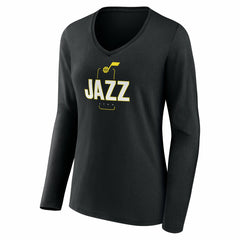 Utah Jazz Women's Center Court Name & Number Custom Long Sleeve V-Neck T-Shirt