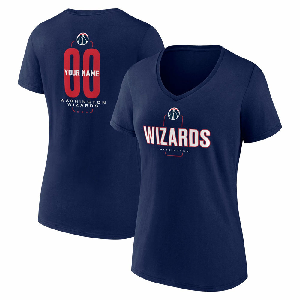 Washington Wizards Women's Center Court Name & Number Custom V-Neck T-Shirt