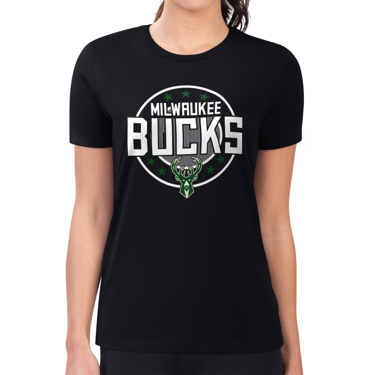Milwaukee Bucks G-III 4Her by Carl Banks Women's Super-Slim Lightweight Pinstripe Circle Graphic T-Shirt