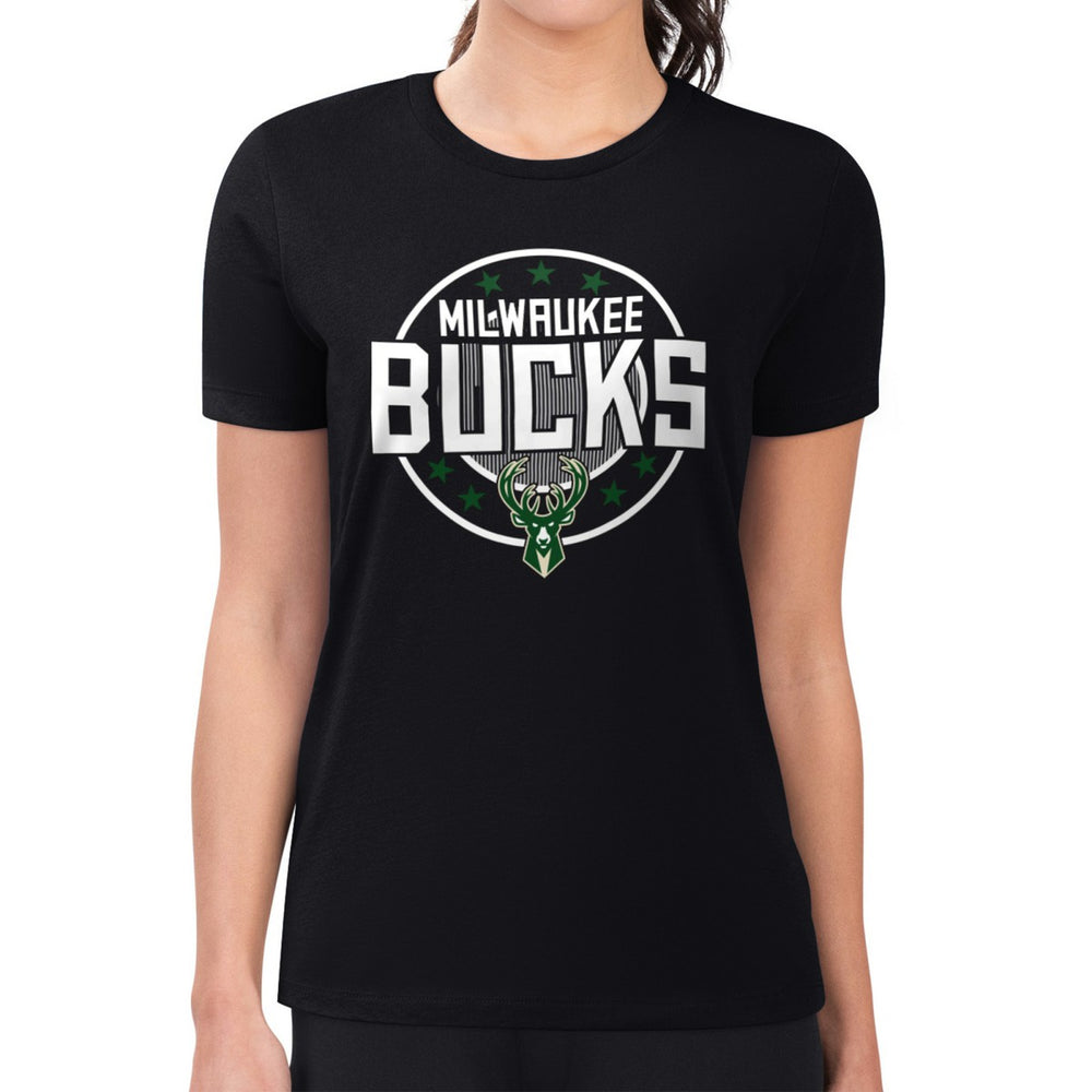 Milwaukee Bucks G-III 4Her by Carl Banks Women's Super-Slim Lightweight Pinstripe Circle Graphic T-Shirt