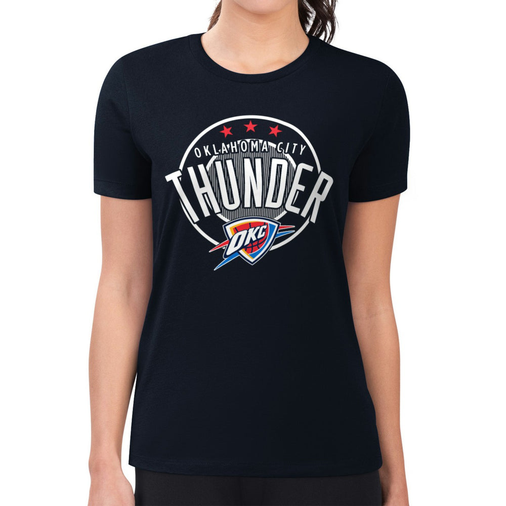 Oklahoma City Thunder G-III 4Her by Carl Banks Women's Super-Slim Lightweight Pinstripe Circle Graphic T-Shirt
