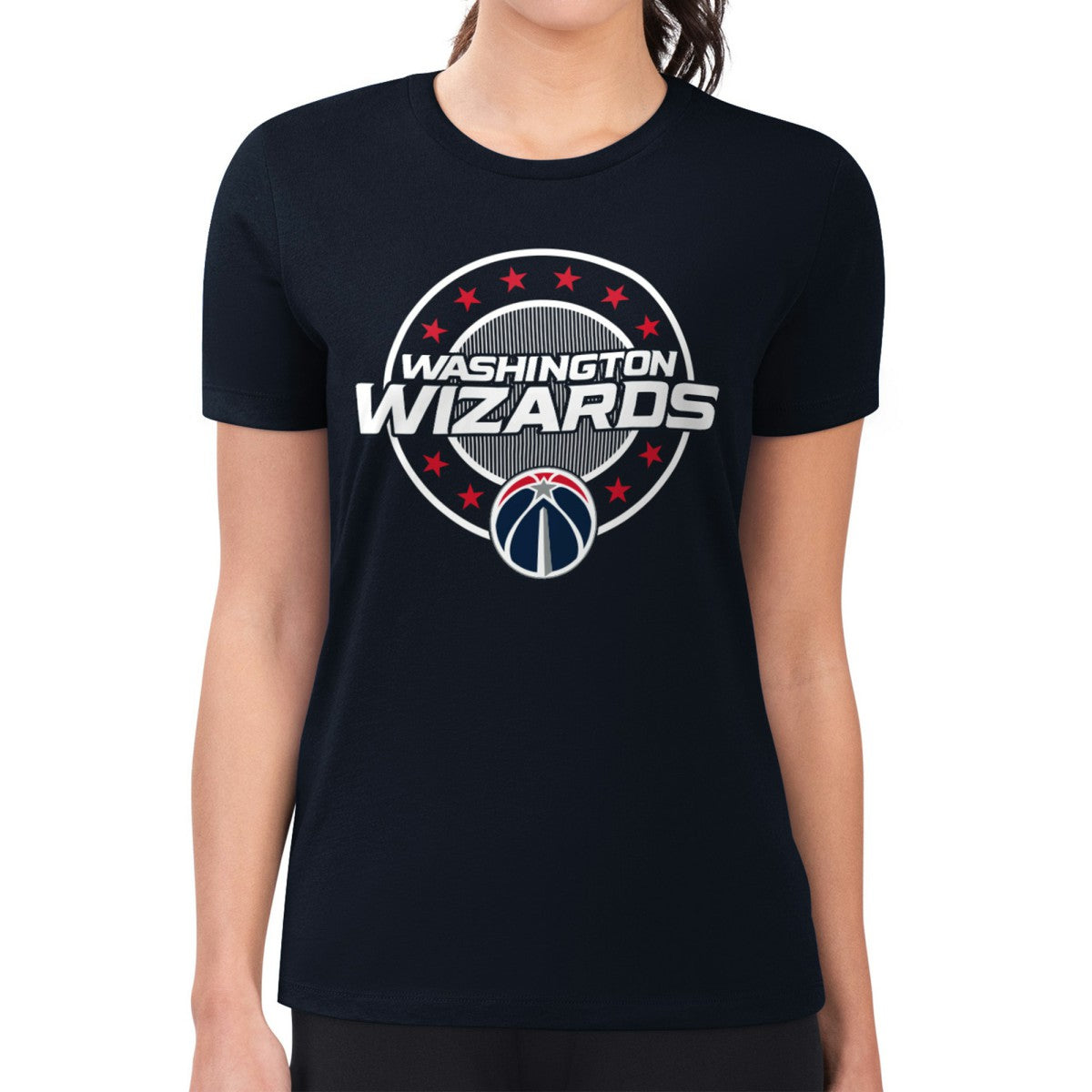 Washington Wizards G-III 4Her by Carl Banks Women's Super-Slim Lightweight Pinstripe Circle Graphic T-Shirt