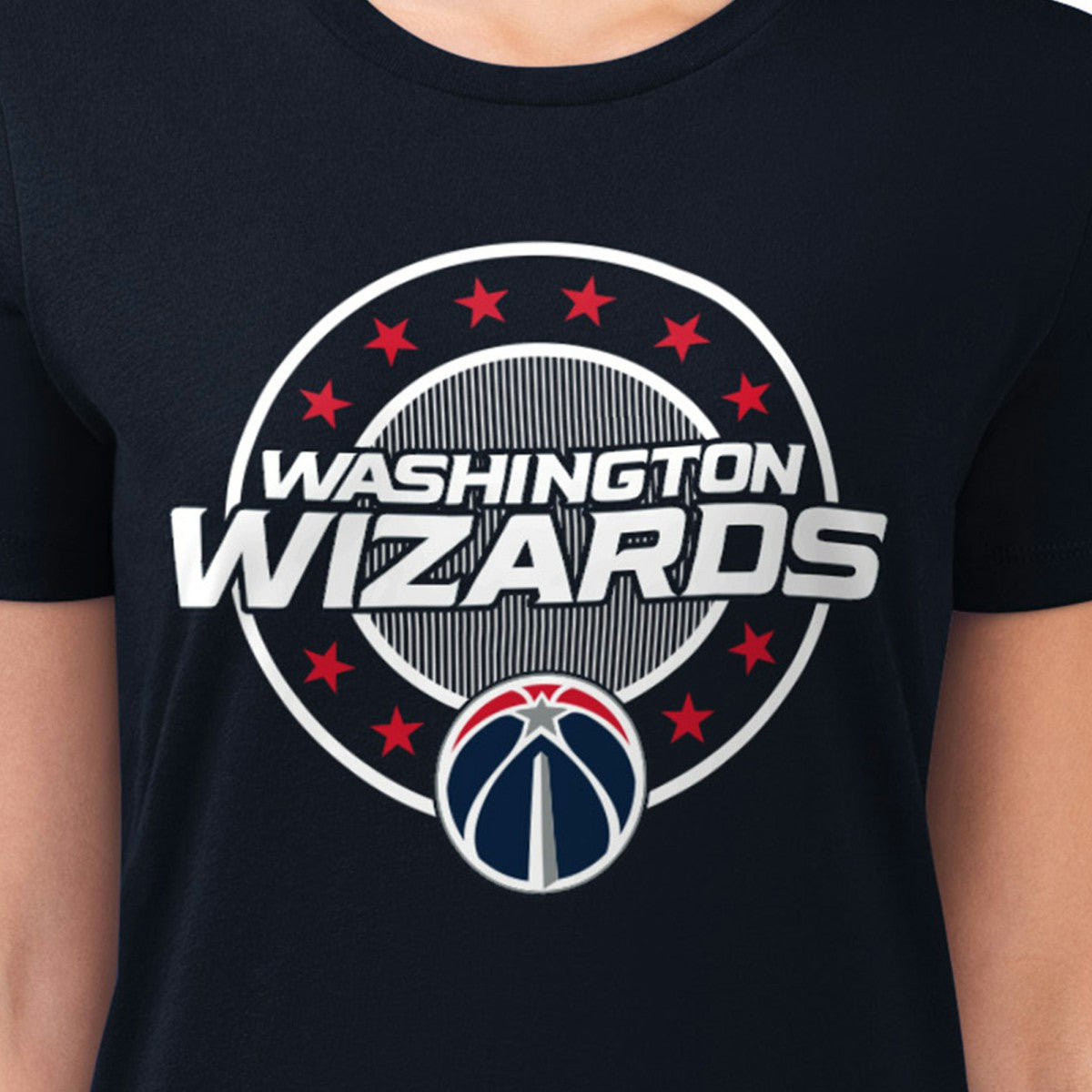 Washington Wizards G-III 4Her by Carl Banks Women's Super-Slim Lightweight Pinstripe Circle Graphic T-Shirt