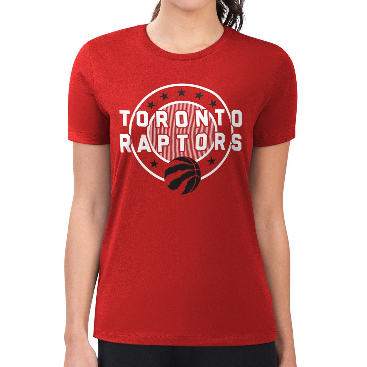 Toronto Raptors G-III 4Her by Carl Banks Women's Super-Slim Lightweight Pinstripe Circle Graphic T-Shirt