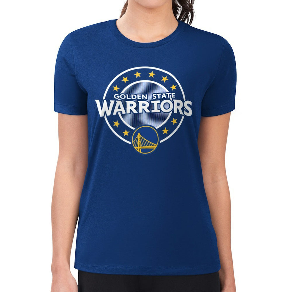 Golden State Warriors G-III 4Her by Carl Banks Women's Super-Slim Lightweight Pinstripe Circle Graphic T-Shirt sale