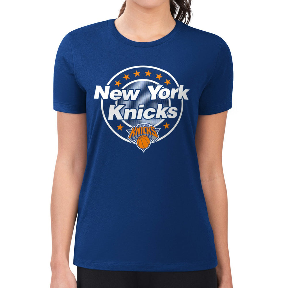 New York Knicks G-III 4Her by Carl Banks Women's Super-Slim Lightweight Pinstripe Circle Graphic T-Shirt