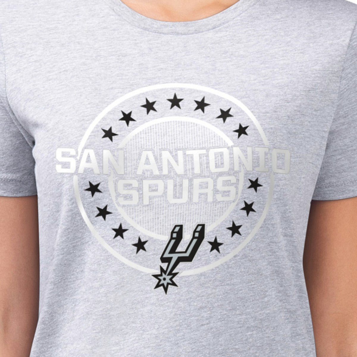 San Antonio Spurs G-III 4Her by Carl Banks Women's Super-Slim Lightweight Pinstripe Circle Graphic T-Shirt