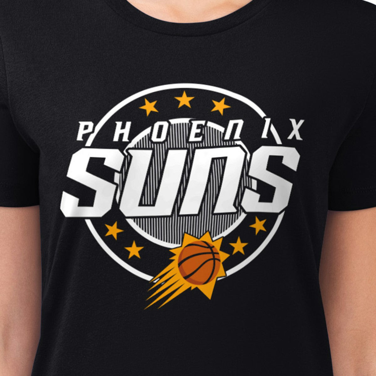 Phoenix Suns G-III 4Her by Carl Banks Women's Super-Slim Lightweight Pinstripe Circle Graphic T-Shirt