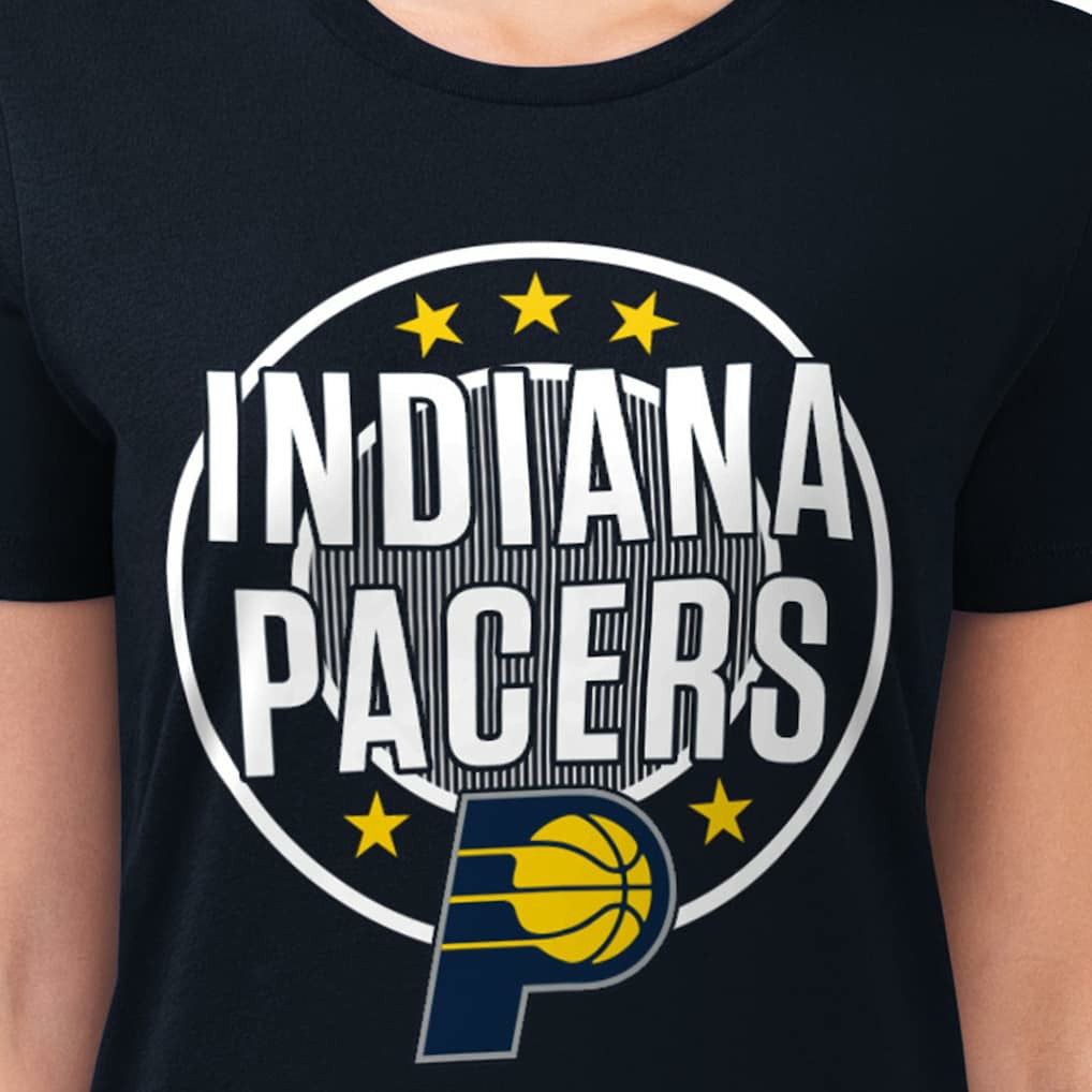 Indiana Pacers G-III 4Her by Carl Banks Women's Super-Slim Lightweight Pinstripe Circle Graphic T-Shirt