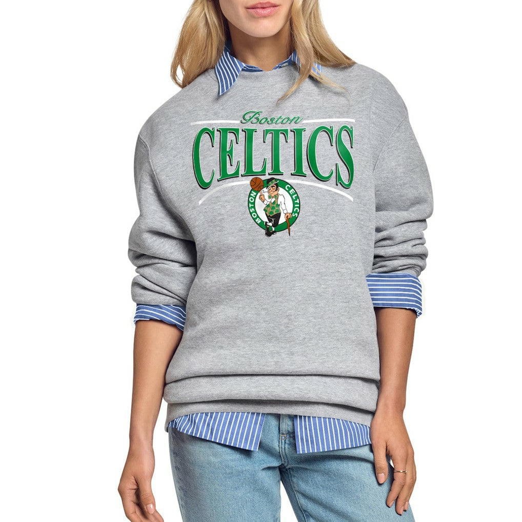 Boston Celtics Starter Women's Arch Stripe Fleece Crewneck Sweatshirt