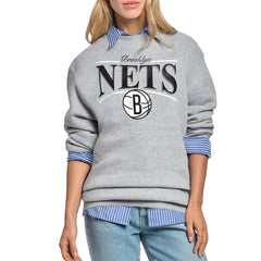 Brooklyn Nets Starter Women's Arch Stripe Fleece Crewneck Sweatshirt