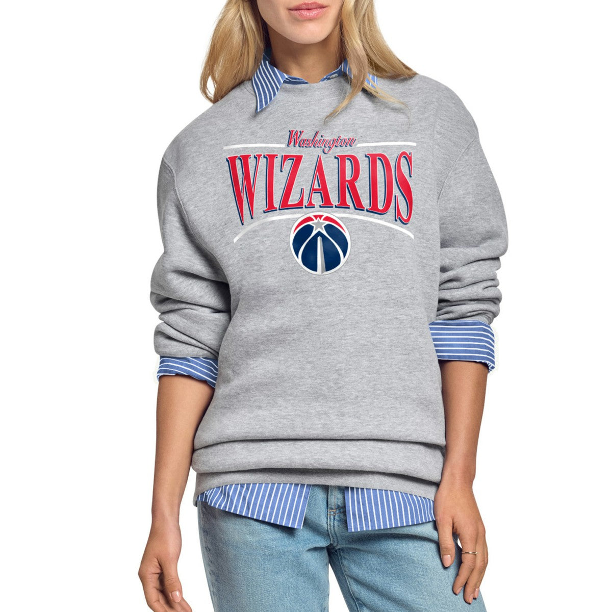 Washington Wizards Starter Women's Arch Stripe Fleece Crewneck Sweatshirt