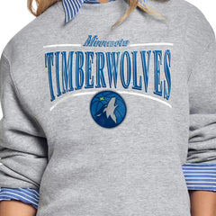 Minnesota Timberwolves Starter Women's Arch Stripe Fleece Crewneck Sweatshirt